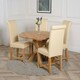 image 3 of Oregon Round Oak Dining Table with Washington Leather Chairs Cream