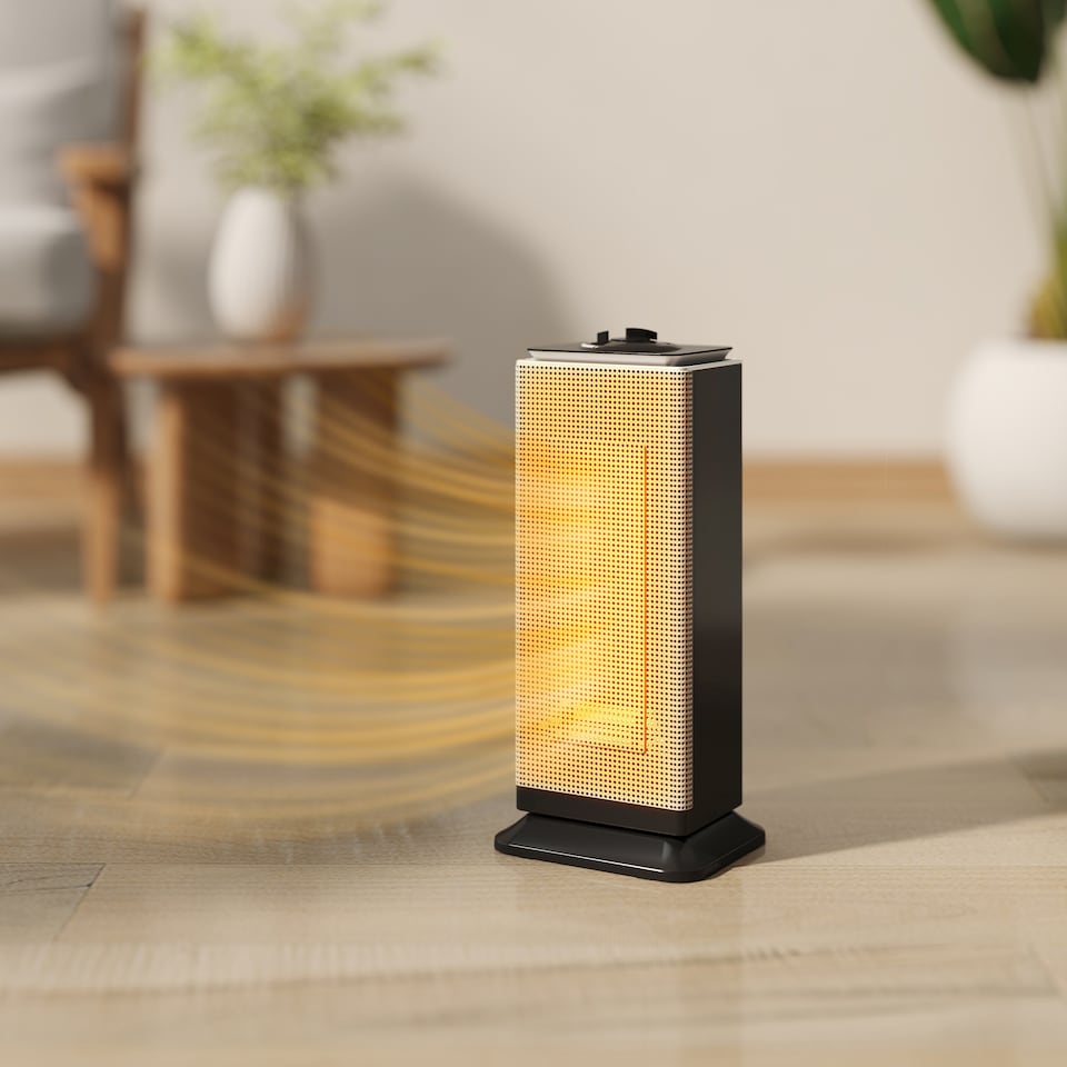 image 1 of HOMCOM Ceramic Space Heater, 2000W Fan Electric Heater with 3 Modes, Adjustable Thermostat, Oscillation, Tip-Over and Overheat Protection, Low Energy for Bedroom, Black