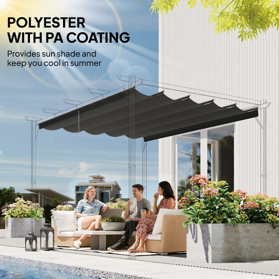 image 1 of Outsunny 3.5x2.6 m Pergola Cover Replacement for 4x3 m Frame, Dark Grey | Grey