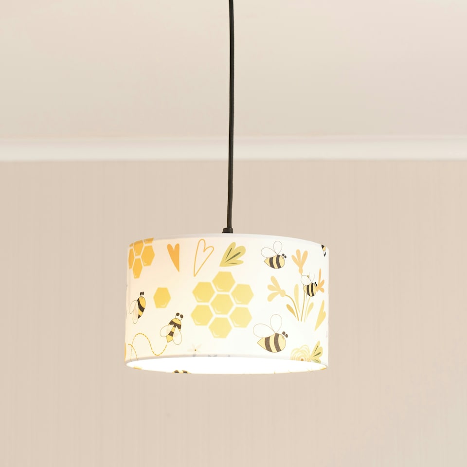 image 1 of ValueLights Kids Bumble Bee Easy Fit Ceiling Light Shade - Bulb Included Multi
