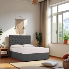 Athens Plush Bed Set With Mattress, 2 Drawers Same Side & 24"Headboard