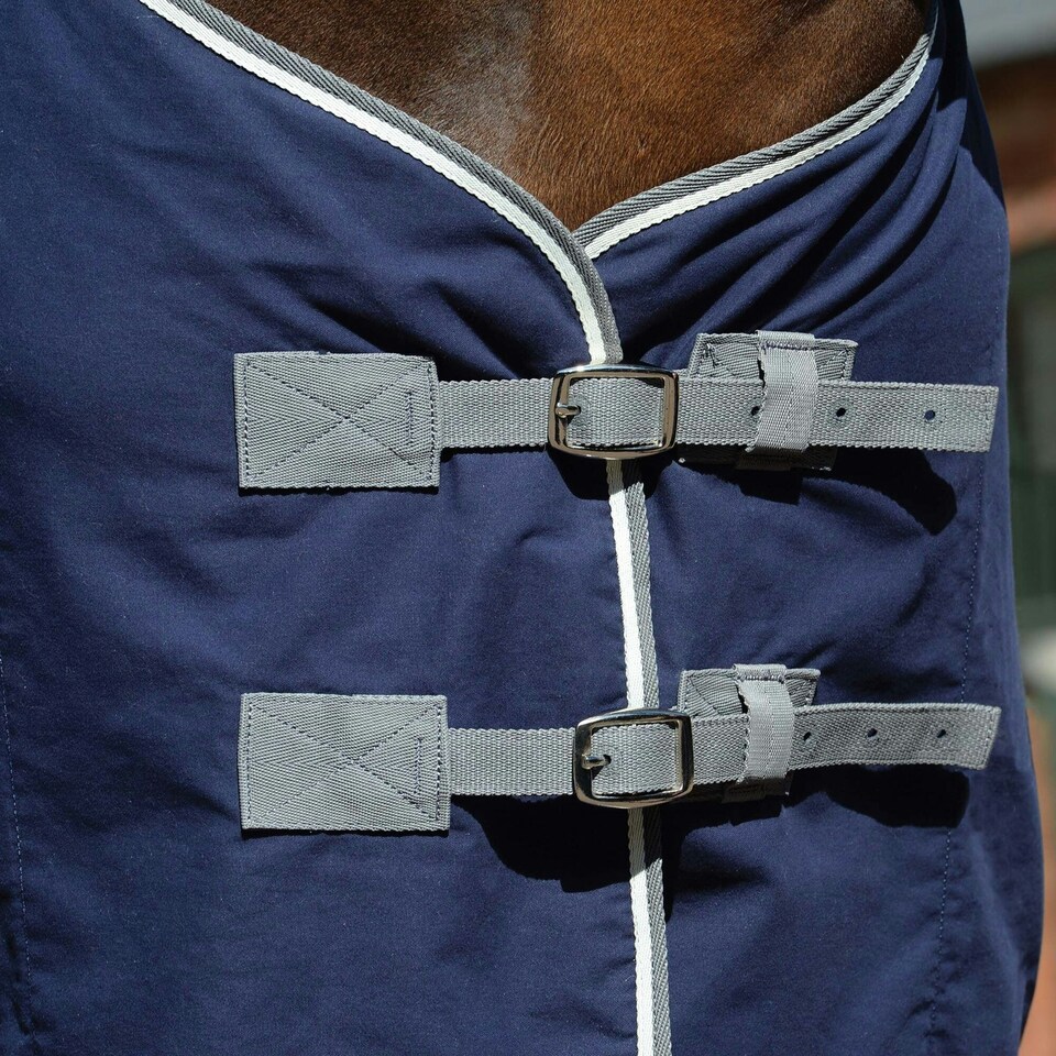 image 1 of Weatherbeeta Standard-Neck Cotton Horse Exercise Sheet - Dark Blue/Grey/White - 7´