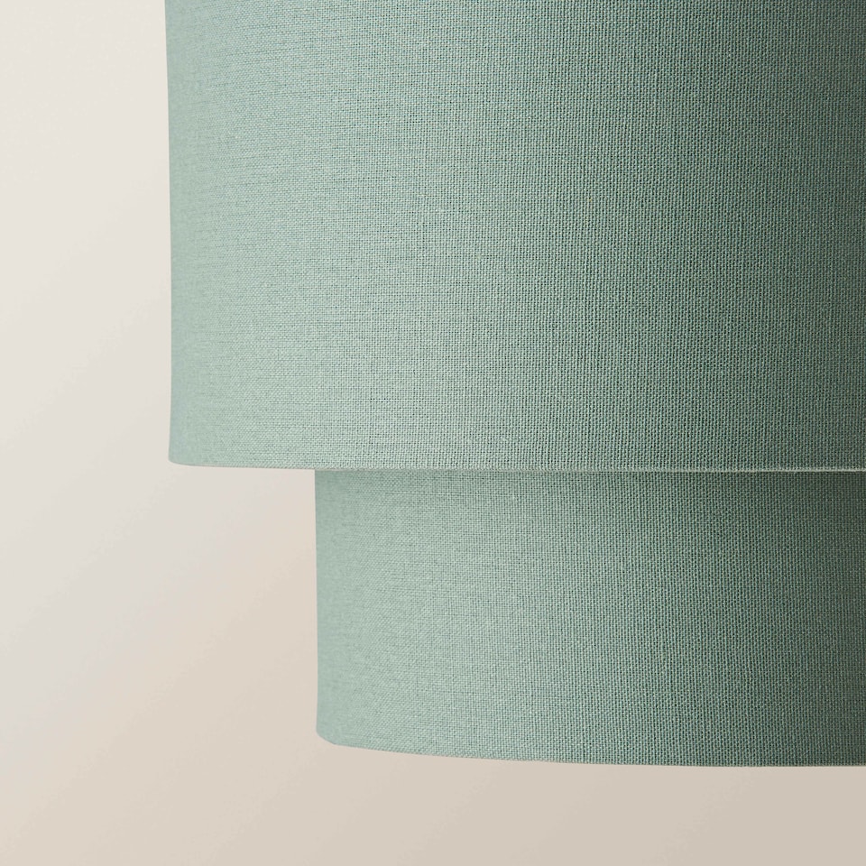 image 1 of ValueLights Jodie Two Tier Sage Linen Ceiling Drum Lamp Shade | Green