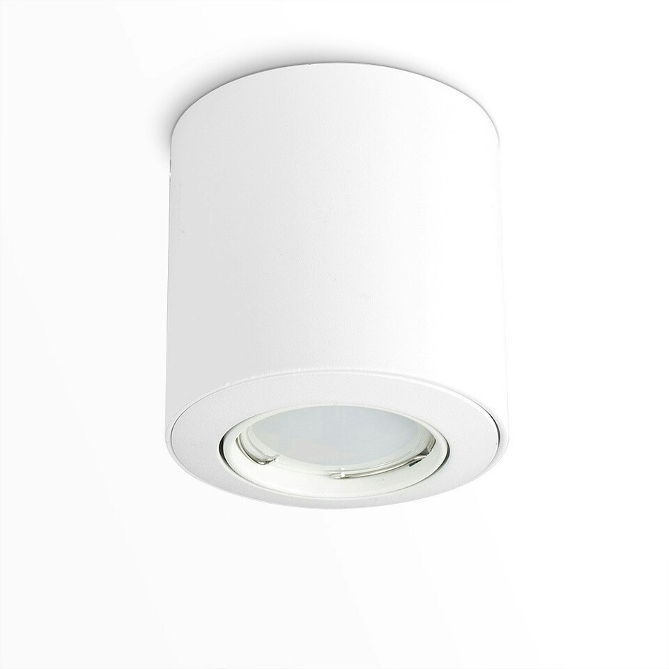 image 1 of ValueLights 4 x GU10 White Tiltable Surface Mounted Ceiling Spotlight Downlights - Complete with 4 x 5W GU10 Warm White LED Bulbs