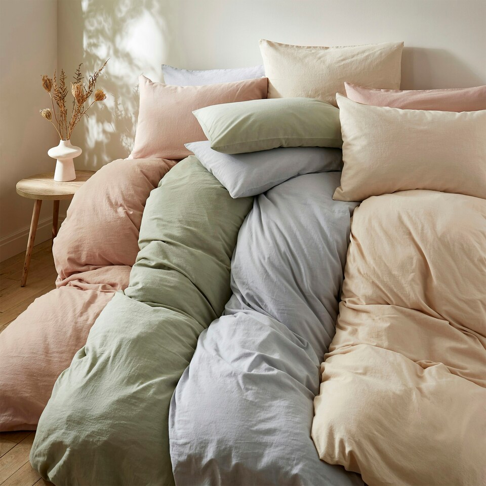 image 1 of Touch Of Linen - Ice Blue - Duvet Cover Set (Includes 2 Pillowcases - 1 For Single) Blue | Ice Blue | Double