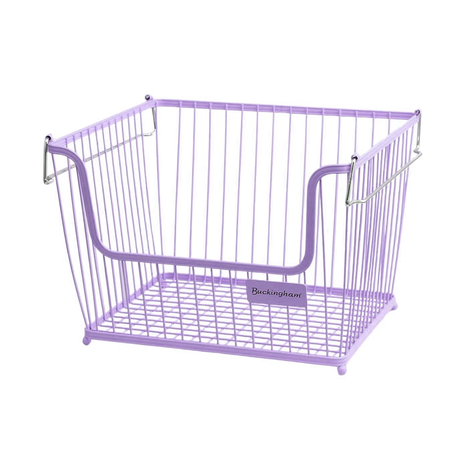 image 1 of Buckingham Multi-Purpose Stackable Storage Organising Basket 30.5 x 26.5 x 22 cm Lavander