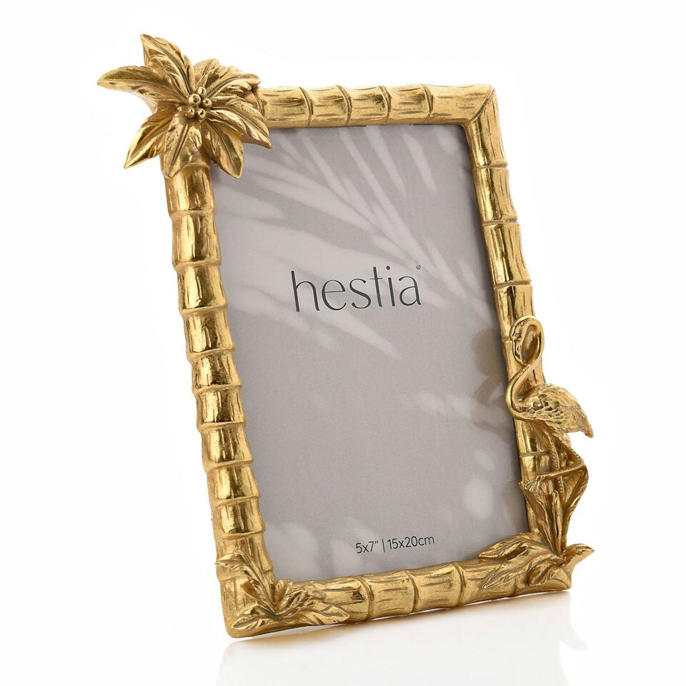 image 1 of Flamingo & Palm Gold Finish Frame 5" x 7"