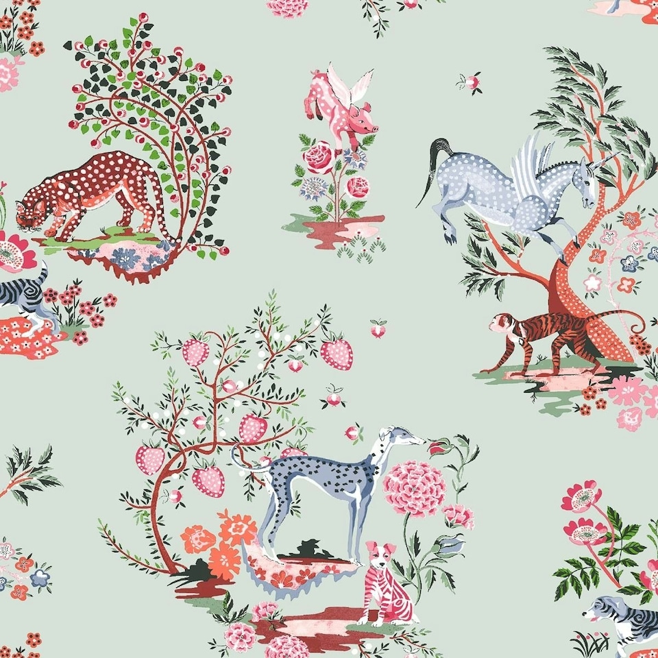 Cath Kidston Kingdom Paint Wallpaper - Duck Egg - 10m x 53cm