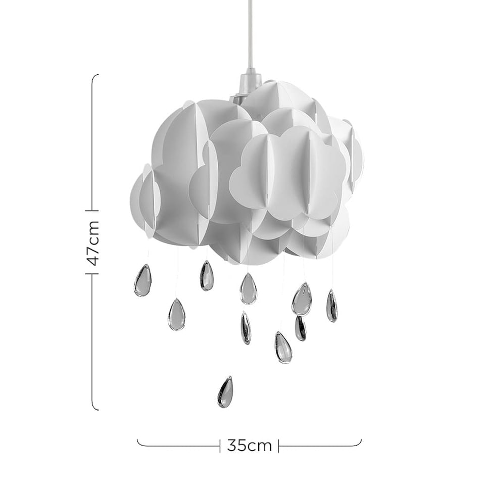 image 1 of ValueLights Children's White Rain Cloud Acrylic Raindrop Pendant Shade | White