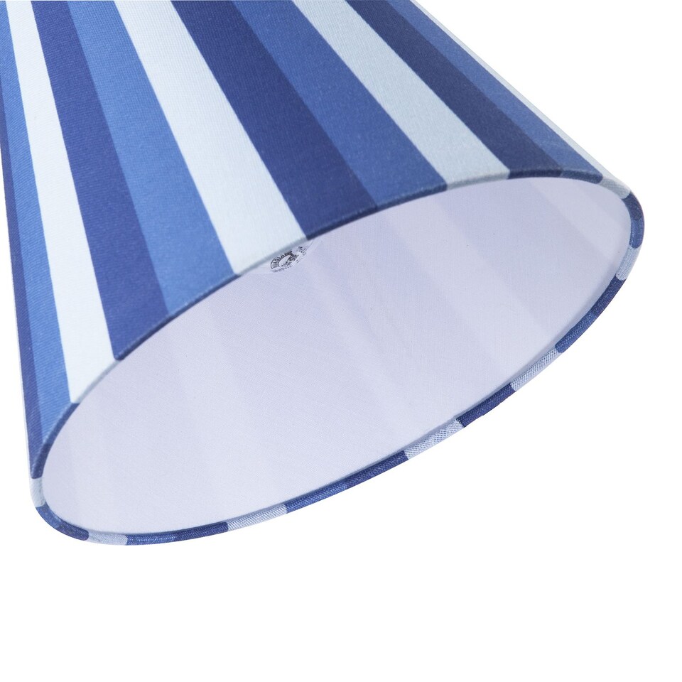 image 1 of Multi Blue Tone Striped Linen Coolie Lamp Shade with Cotton Inner