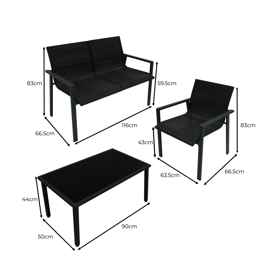 image 1 of Rattan Patio Furniture Set - Black