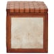 image 4 of Storage Stool With Metallic Stud Trim,Teak Wood Seat With Hair-on-Leather Base,Latticed Leather Top Stool Brown