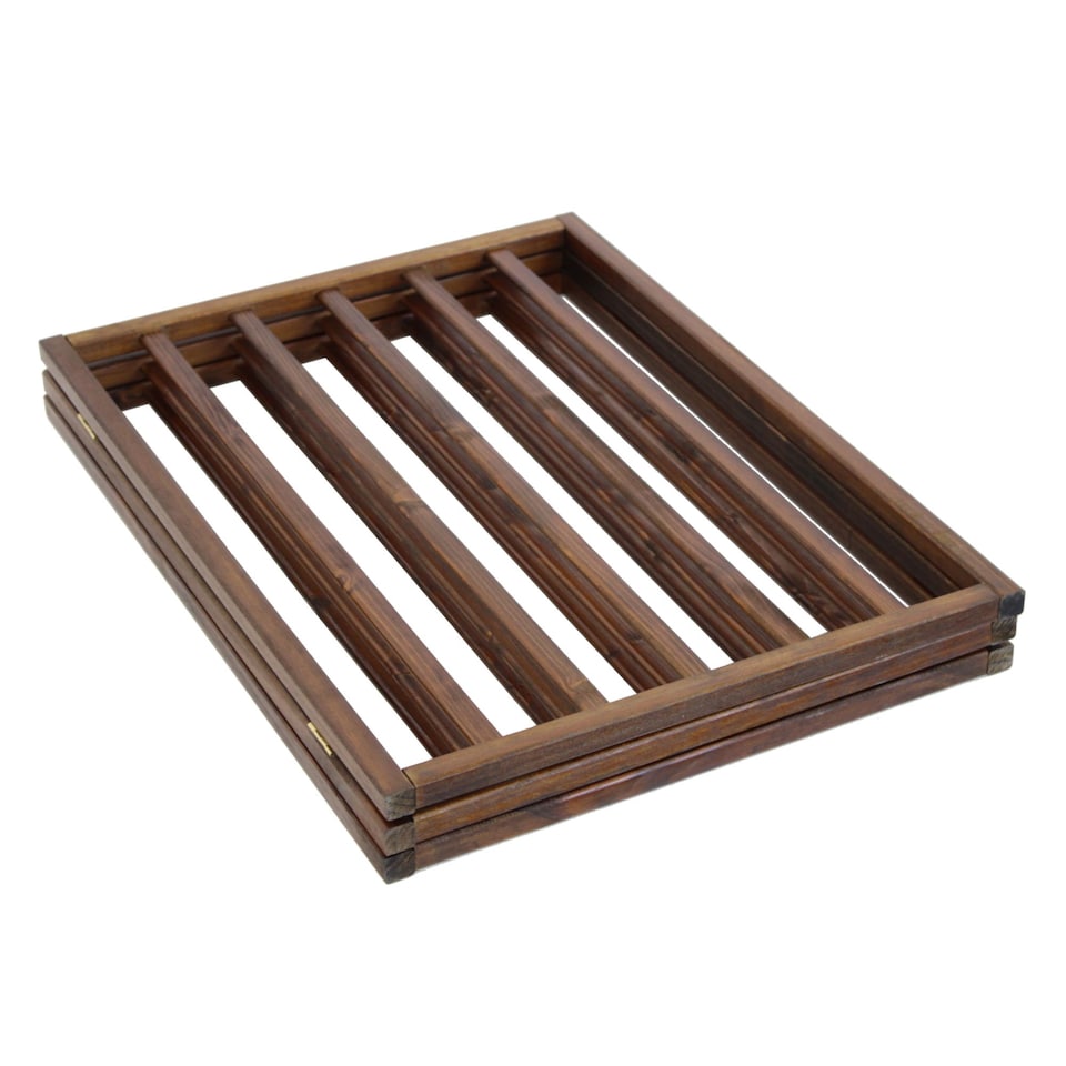 image 1 of Dark Brown Dog Safety Folding Wooden Pet Gate Portable Indoor Barrier