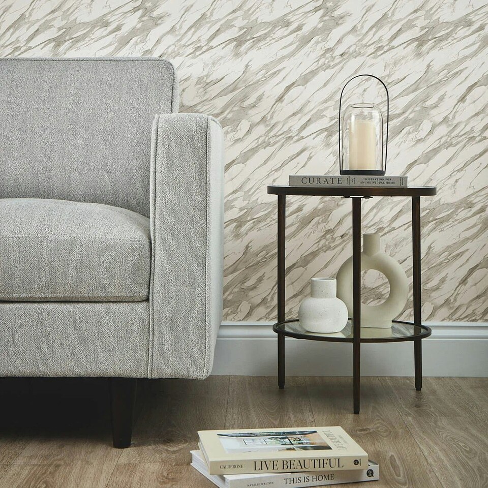 image 1 of Modern Marble Wallpaper in shades of Cream Multi