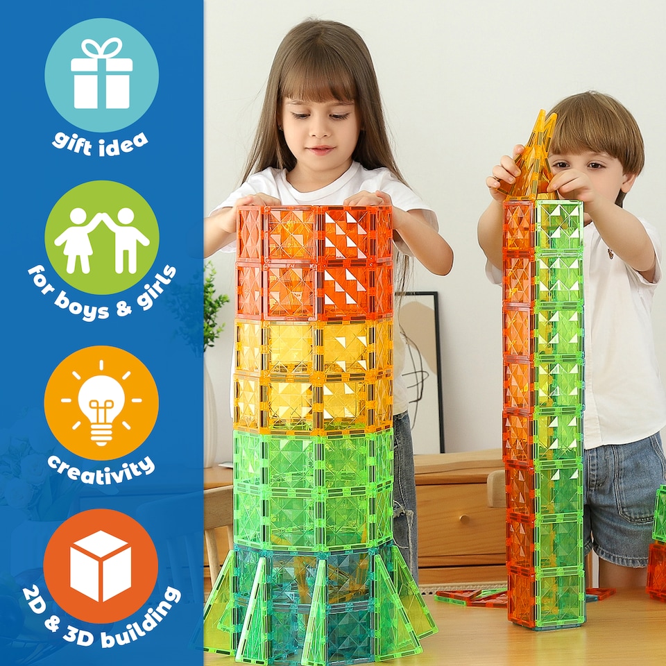 image 1 of Geomag Magnetic Tiles Gems 100 pieces