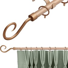 19 mm Extendable Metal Curtain Pole Rods - Bronze (Crook Finials, 210-360 cm)