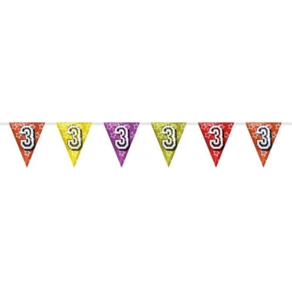 Number 3 Triangle Holographic Foil Bunting 8m