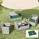 image 2 of Outsunny 3PCs Rattan Garden Seat Cushions Pads for Patio Furniture | Green | Green | 3