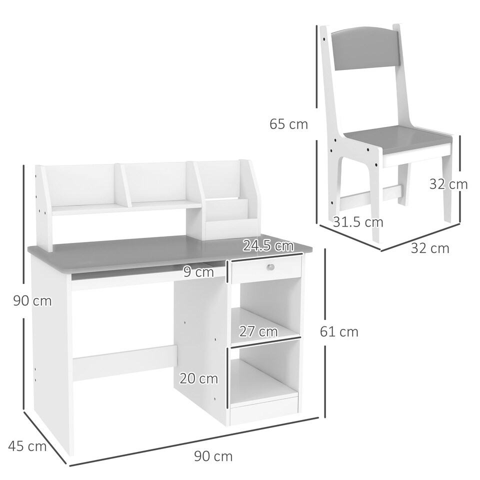 image 1 of ZONEKIZ Kids Desk and Chair Set with Storage, for Ages 5-8 Years