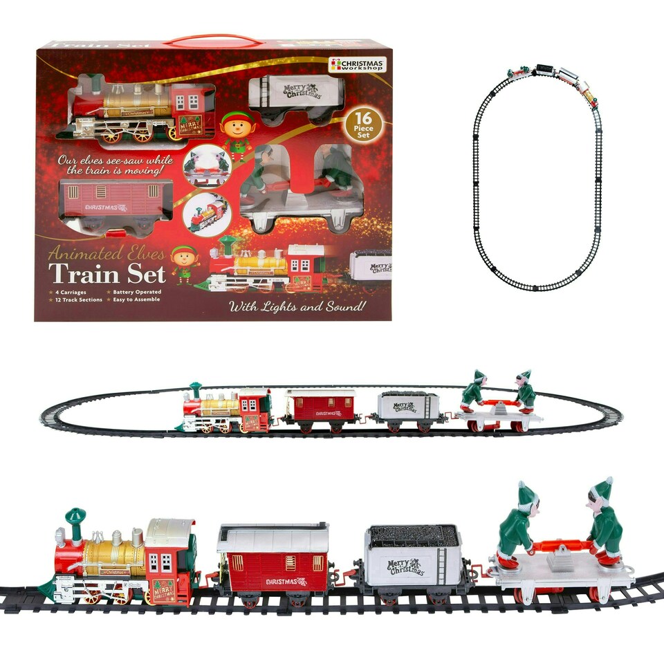 image 1 of The Christmas Workshop Animated Elves Christmas Train Set