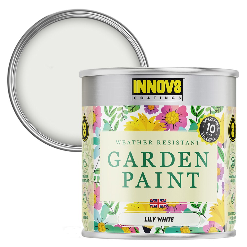 image 1 of Innov8 Coatings Garden Paint - - 750ml - Lily White - Satin Finish - 10 Year Guarantee | White | Lily White | 750ml | 1