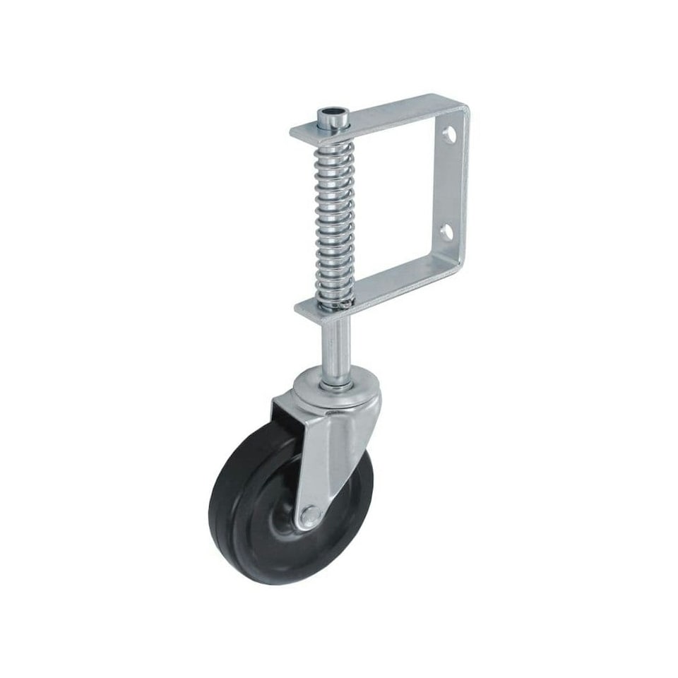 Smiths Ironmongery Rubber Spring Loaded Gate Castors - Silver - 100mm
