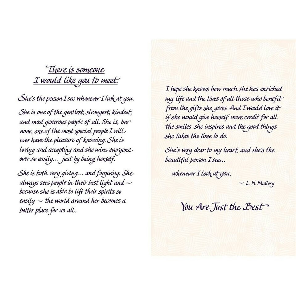 image 1 of For Someone Deserves How Wonderful She Is.. Sentimental Verses Keepsake Greeting Card