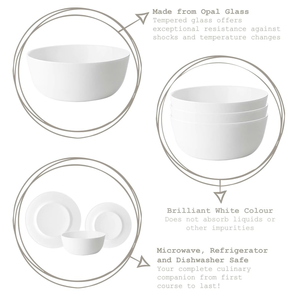 image 1 of Bormioli Rocco Toledo Glass Serving Bowl - 23cm - White White