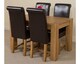 image 2 of Kuba 125x80cm Chunky Oak Small Dining Table and 4 Washington Leather Chairs | Brown | Brown