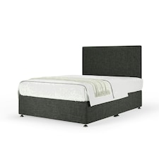 Charcoal Linen No Drawer Divan Base and Valencia Headboard Single