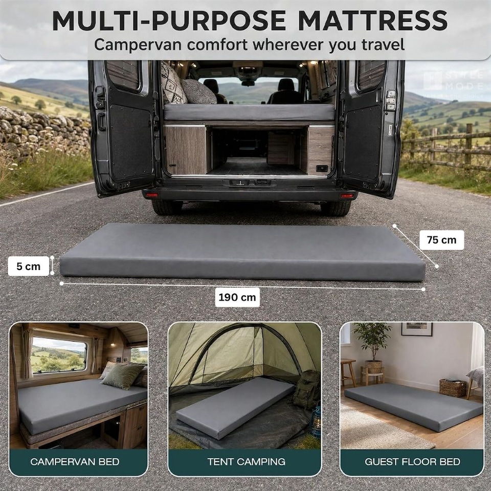 image 1 of Roll-Up Camping Mattress|Campervan Mattress Topper (190 × 75cm)