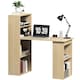 image 1 of HOMCOM 120cm Computer Desk Bookshelf Writing Table 6 Shelves Natural | Brown | 120L x 55D x 120H cm