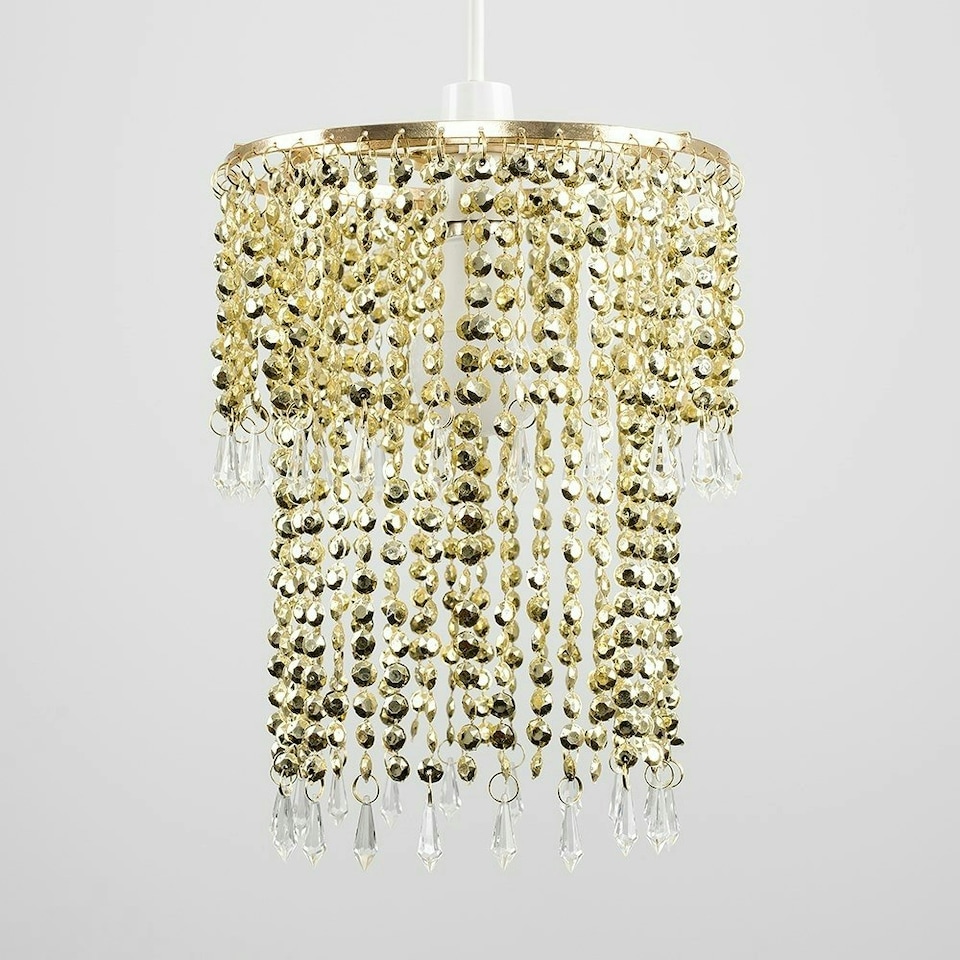 image 1 of ValueLights Gold Ceiling Pendant Droplets Shade and B22 GLS LED 10W Warm White 3000K Bulb