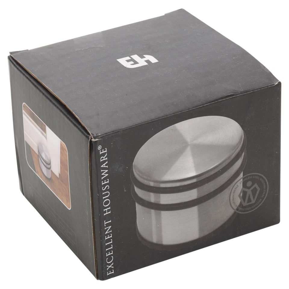 image 1 of Stainless Steel Door Stop Protector Wide Extra Large Round Heavy Duty Stopper | Silver | 1x Wide