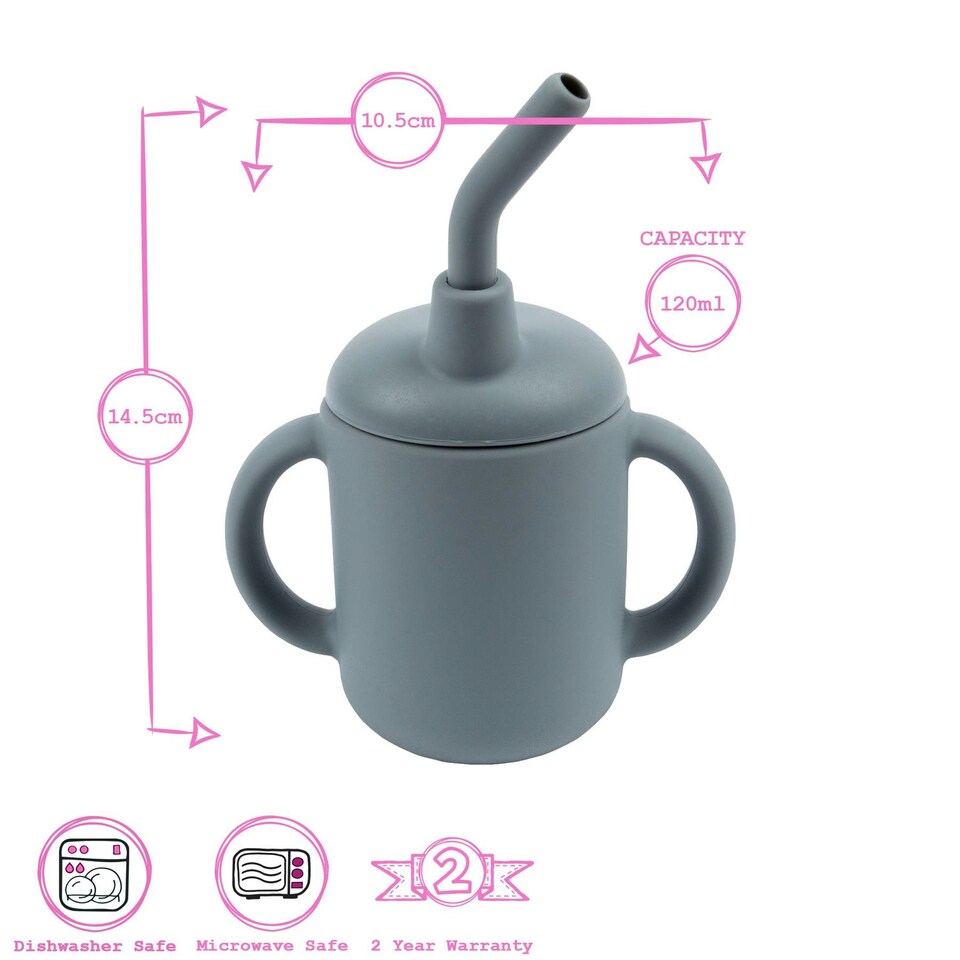 image 1 of Tiny Dining Baby Silicone Training Cup - 170ml - Tradewinds Grey