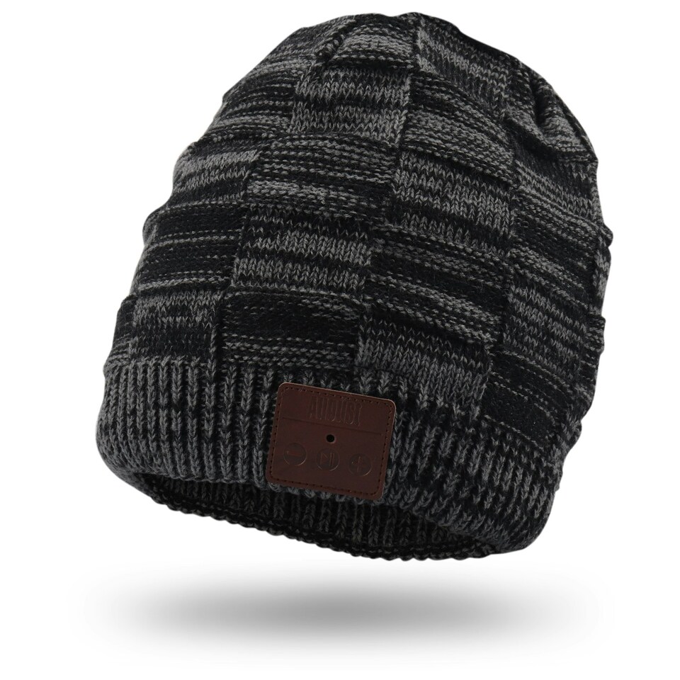 image 1 of Beanie Hat with Bluetooth Speakers Rechargeable with Built-In Microphone for Calls -August EPA25 Grey