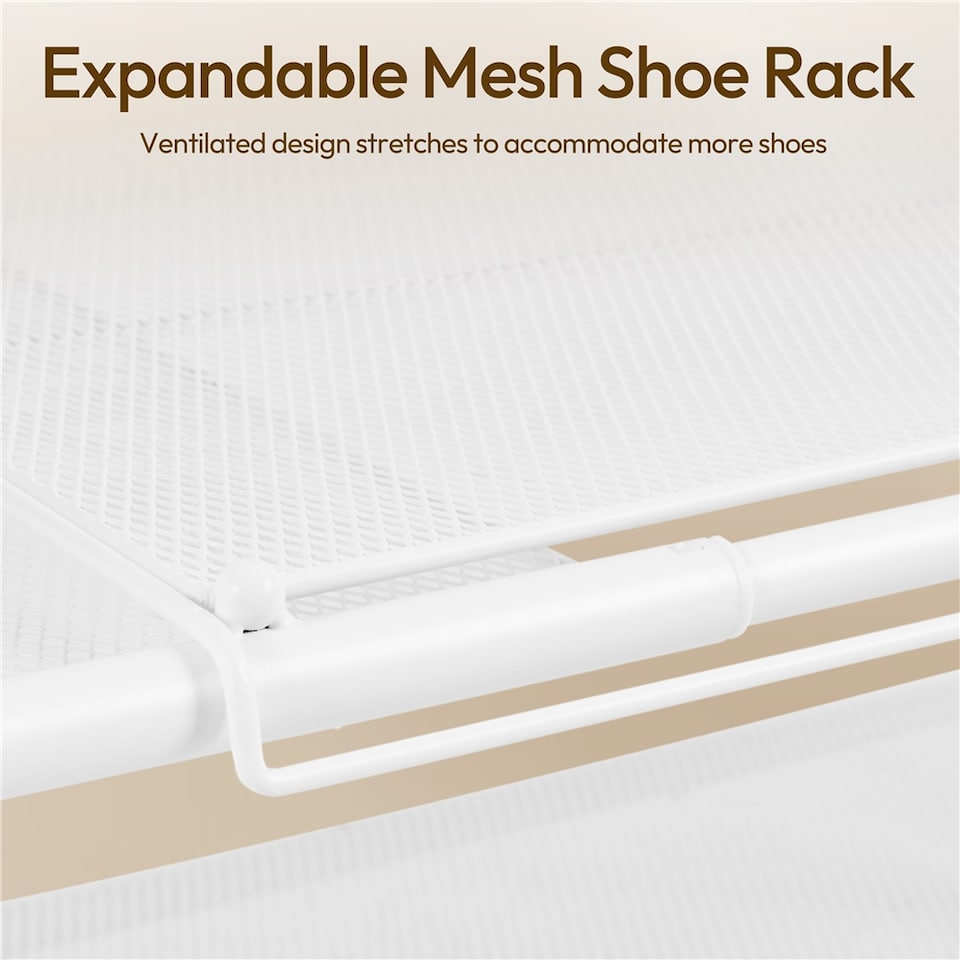 image 1 of Yaheetech 3-Tier Expandable Iron Mesh Wire Shoe Rack-White | White | White | 50-85 cm W × 30 cm D × 51.5 cm H | 1