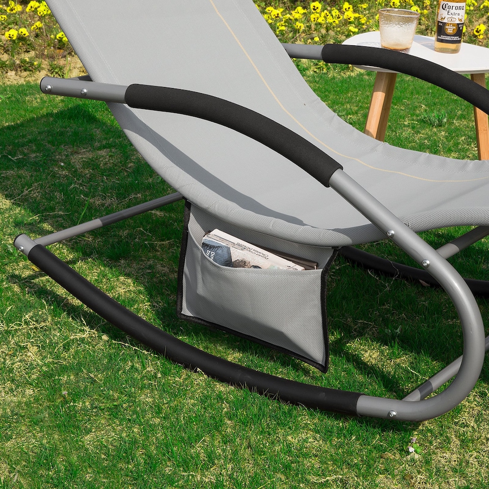 image 1 of SoBuy OGS28-HGx2,Set of 2 Outdoor Garden Rocking Sun Lounger Recliner