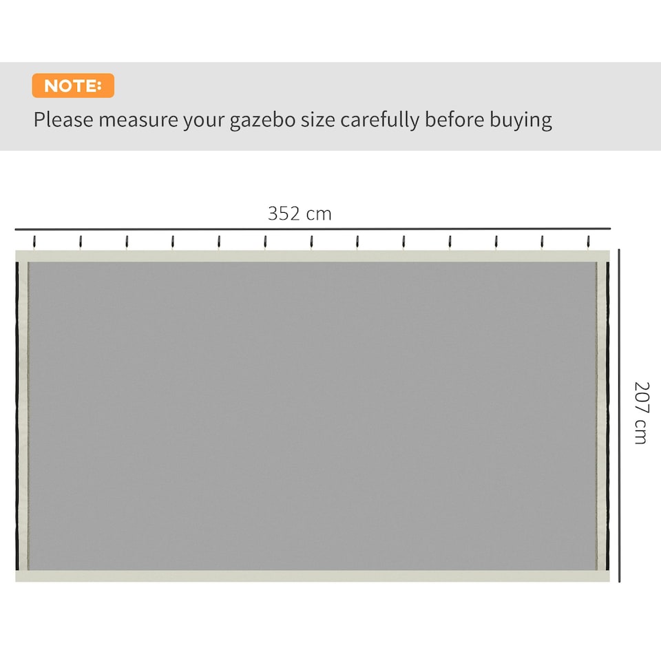 image 1 of Outsunny 352 x 207cm Universal Replacement Gazebo Mesh Netting Screen Walls
