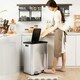 image 4 of COSTWAY 60L Dual Trash Can Bin with 2 Compartments Sliver Silver