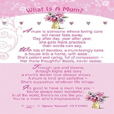What Is A MUM Nice Verse Xpress Yourself Keepsake Wallet Purse Greeting Card