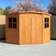 image 4 of Corner Shed Double Doors Tongue and Groove Garden Shed Workshop Approx 7 x 7 Feet - Honey Brown Timber Basecoat | Brown