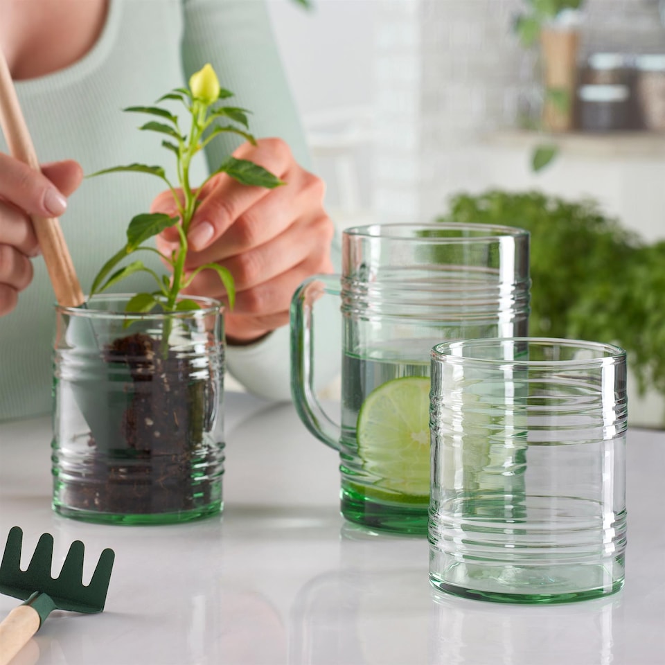 image 1 of Pasabache Aware Tincan Recycled Glass Tumblers - 280ml - Green - Pack of 4