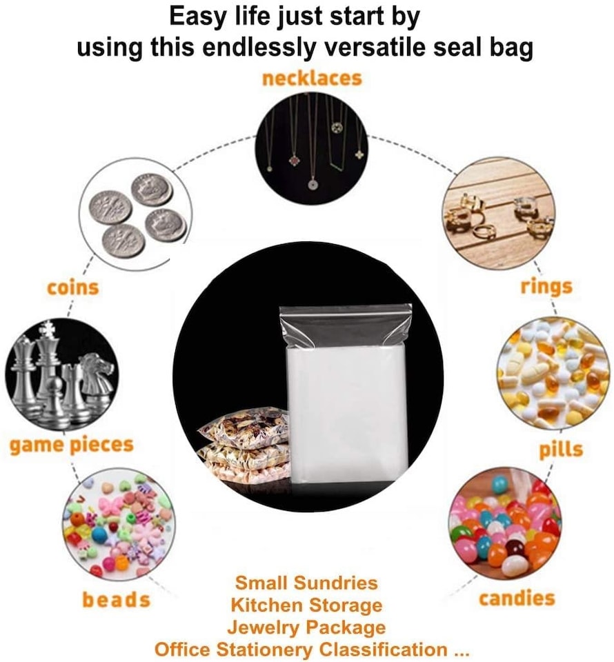 image 1 of 400 Zip Seal Bags Clear Plastic Zip Lock Food & Freezer Grip Self Seal 2.25" x 3" | Clear
