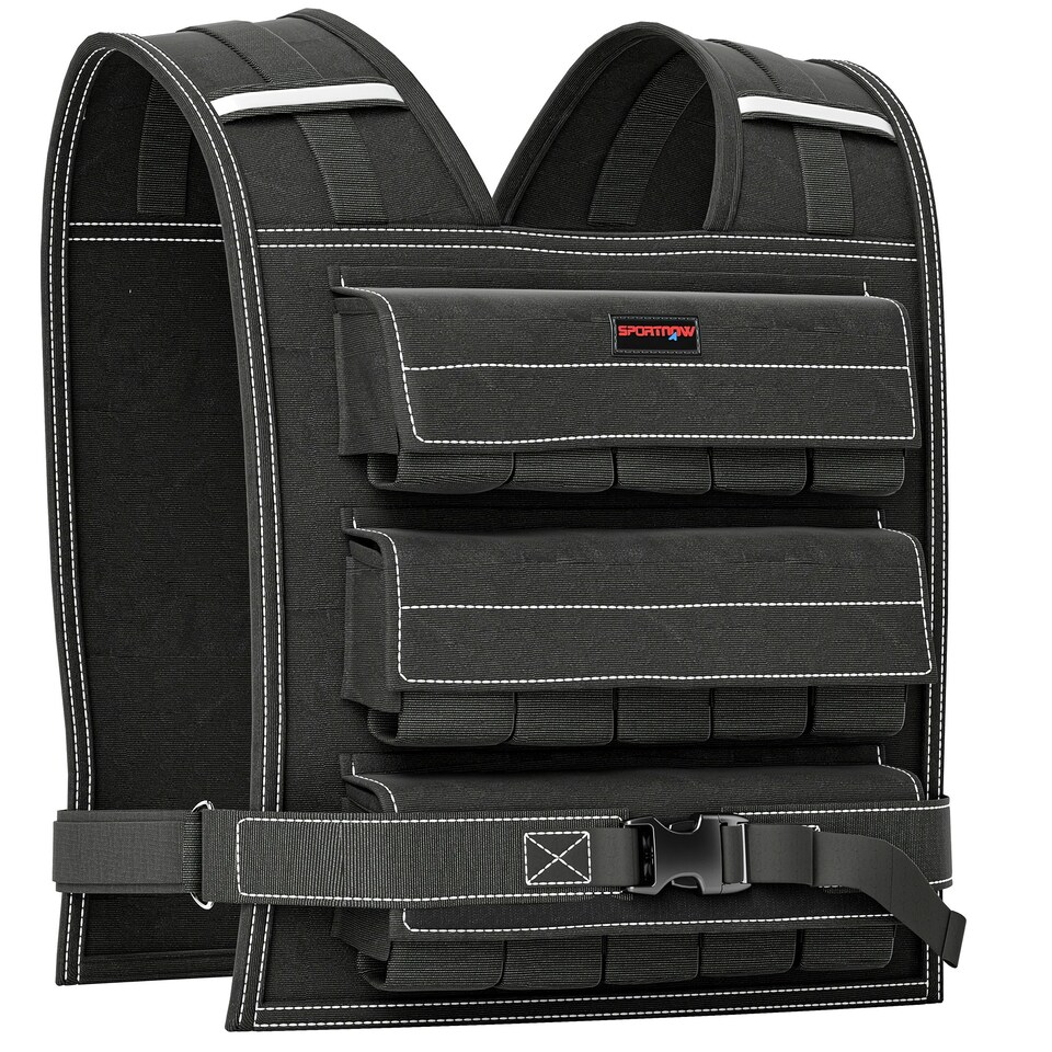 image 1 of 15KG Adjustable Weighted Vest with 15 Metal Weights, Running Weight Vest 