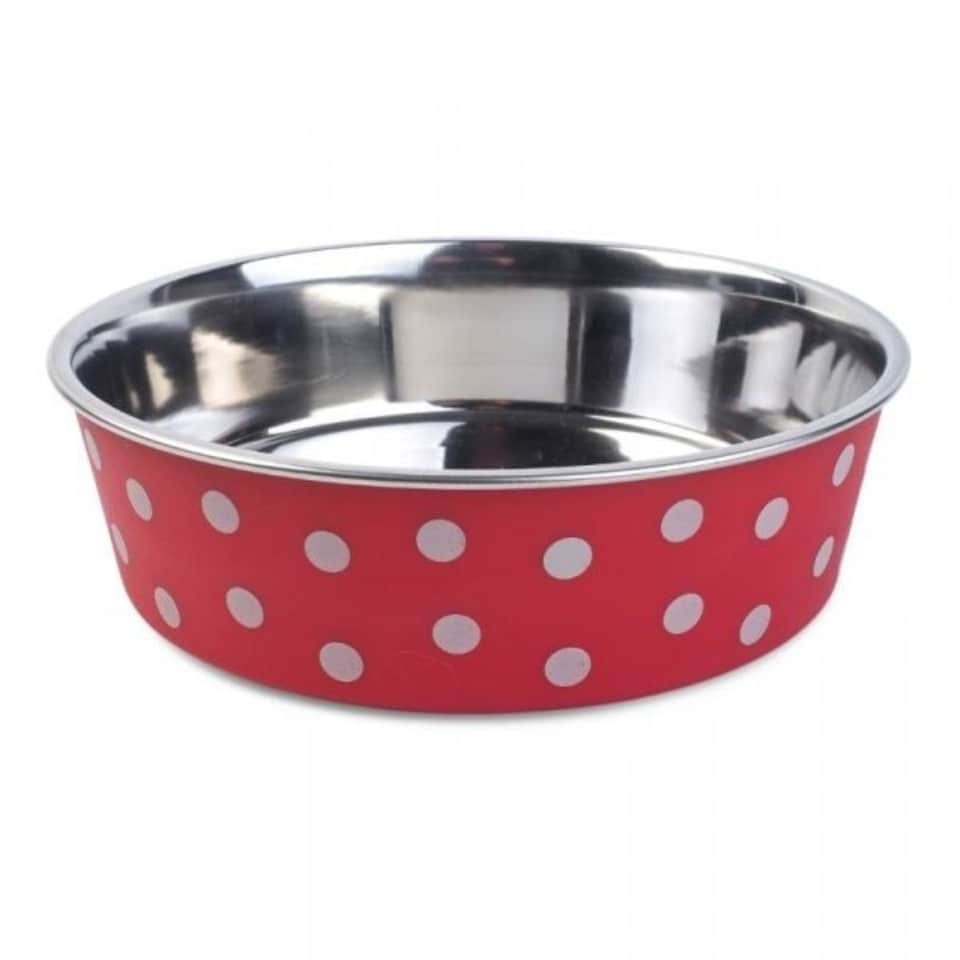 image 1 of Zoon Red Polka Dot Pet Bowl 17cm Red