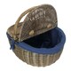 image 2 of Antique Wash Finish Oval Lined Picnic Basket Blue | Navy Blue | One Size