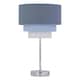 image 1 of First Choice Lighting Chrome Stick Table Lamp with Tiered Blue Linen Shade Chrome | Blue