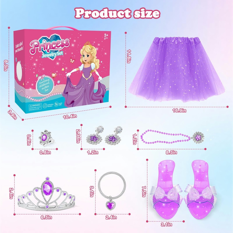image 1 of Princess Dress-Up and Makeup Toy Set for Girls – Complete Pretend Play Kit with Crown, Jewelry & Accessories