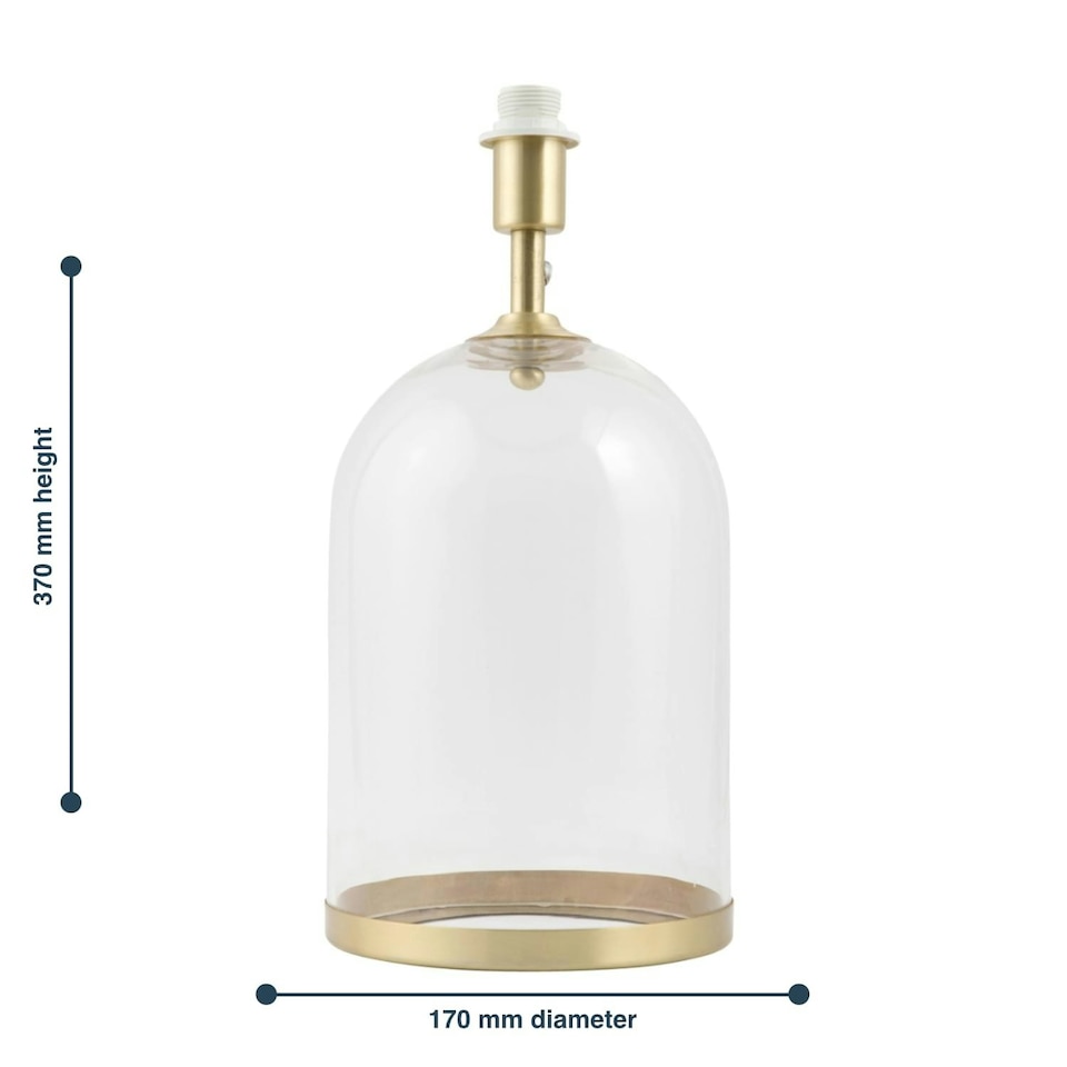 image 1 of First Choice Lighting Large Satin Brass and Glass Cloche Table Lamp Base Clear | Bronze